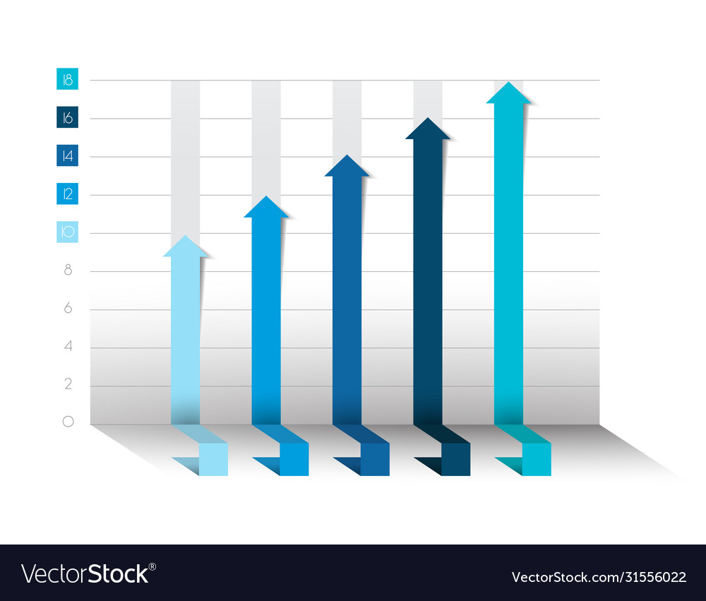 3d chart graph blue color infographics business Vector Image