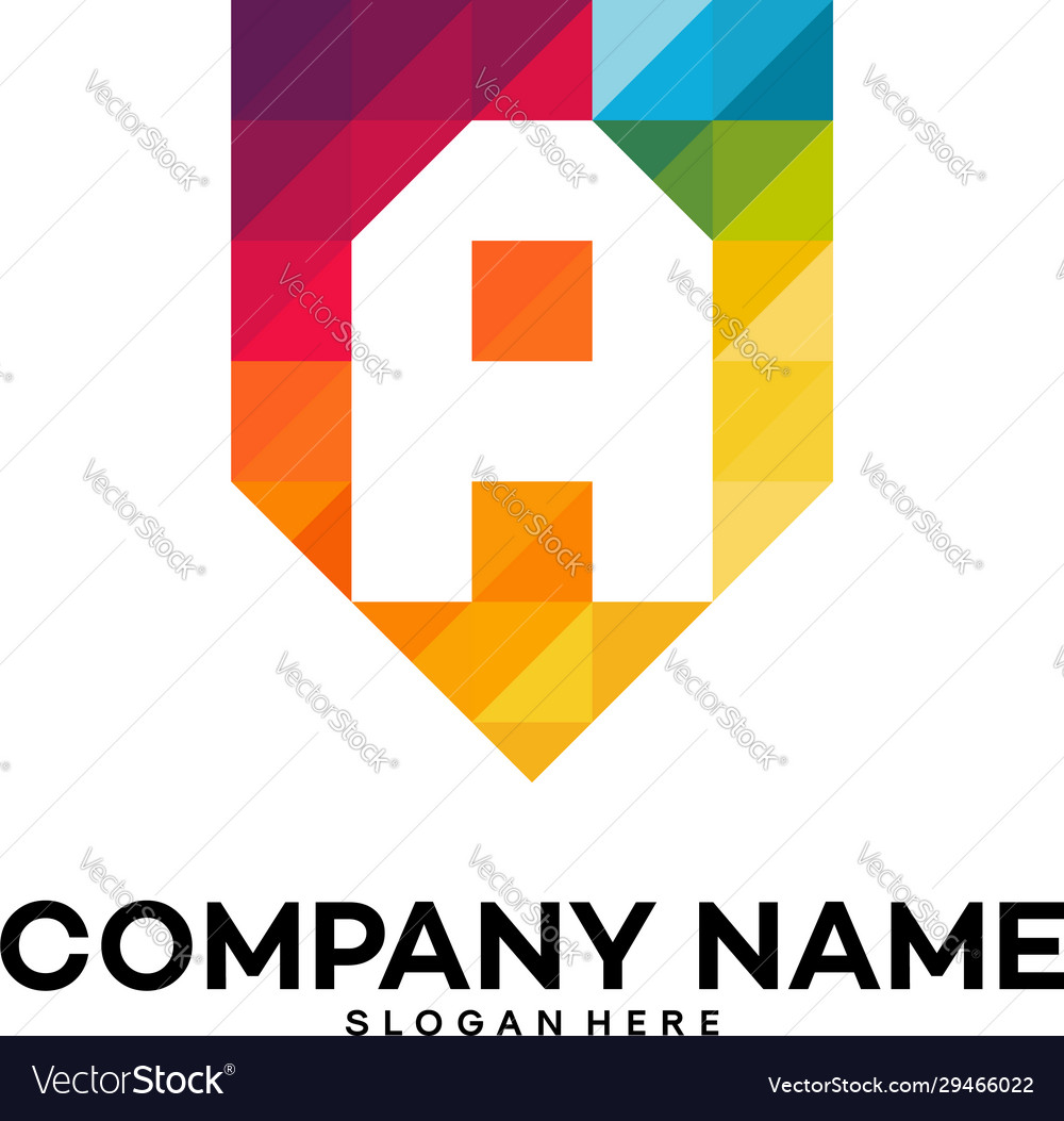 A initial shield logo designs colorful strong