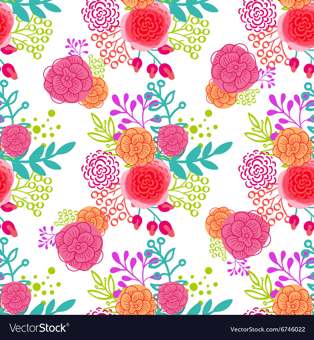 Bright pink roses seamless pattern