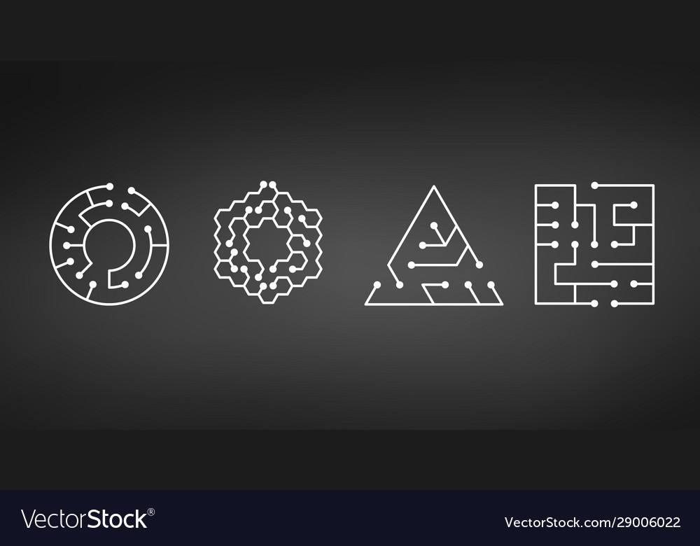 Circuit board icon abstract shapes square