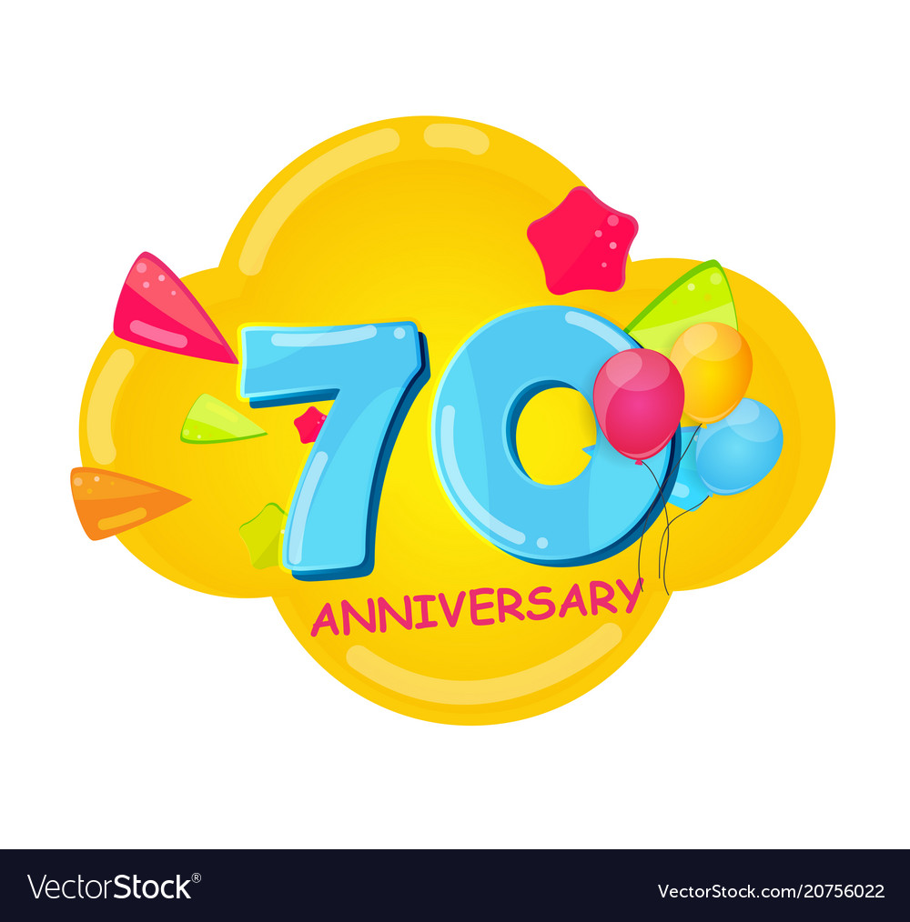 Cute Cartoon Template 70 Jahre Jubiläum vector image Cute Cartoon Template 70 Jahre Jubiläum