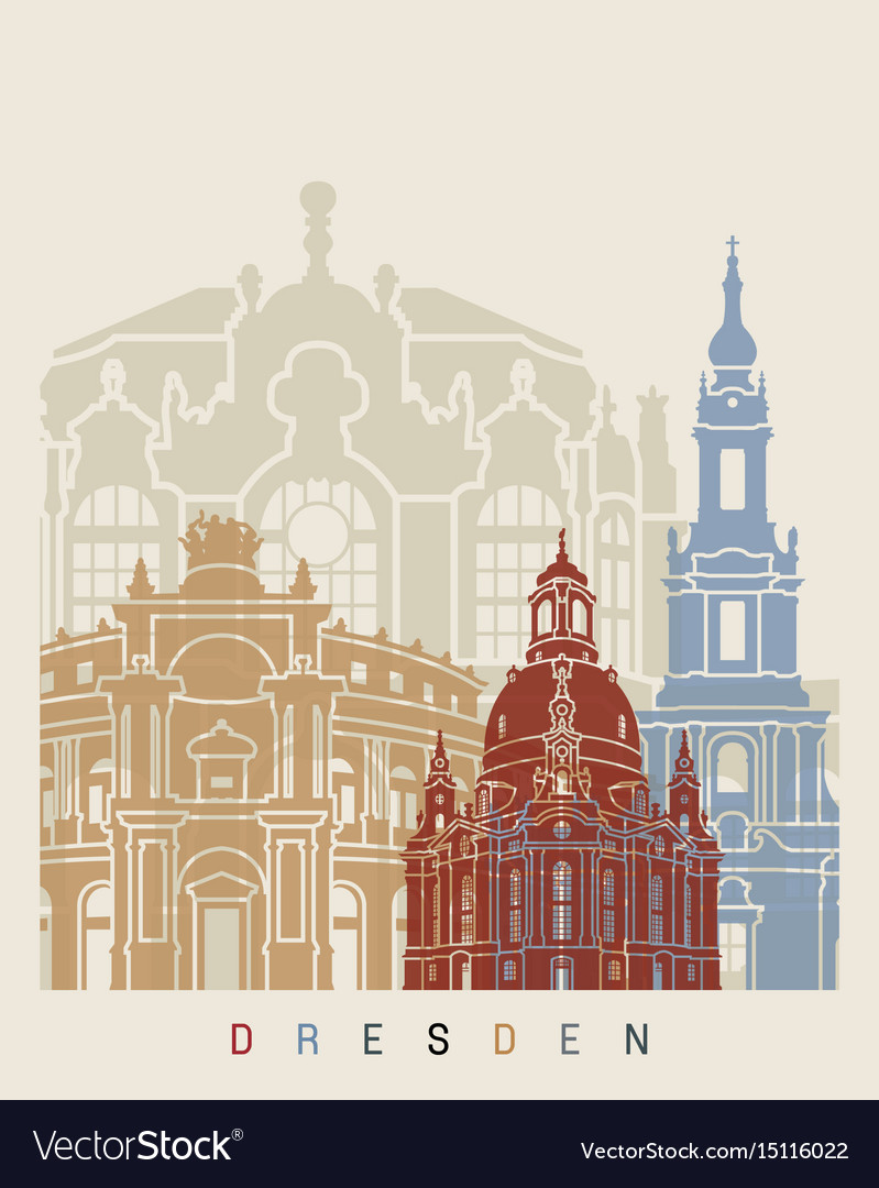 Dresden skyline poster Royalty Free Vector Image