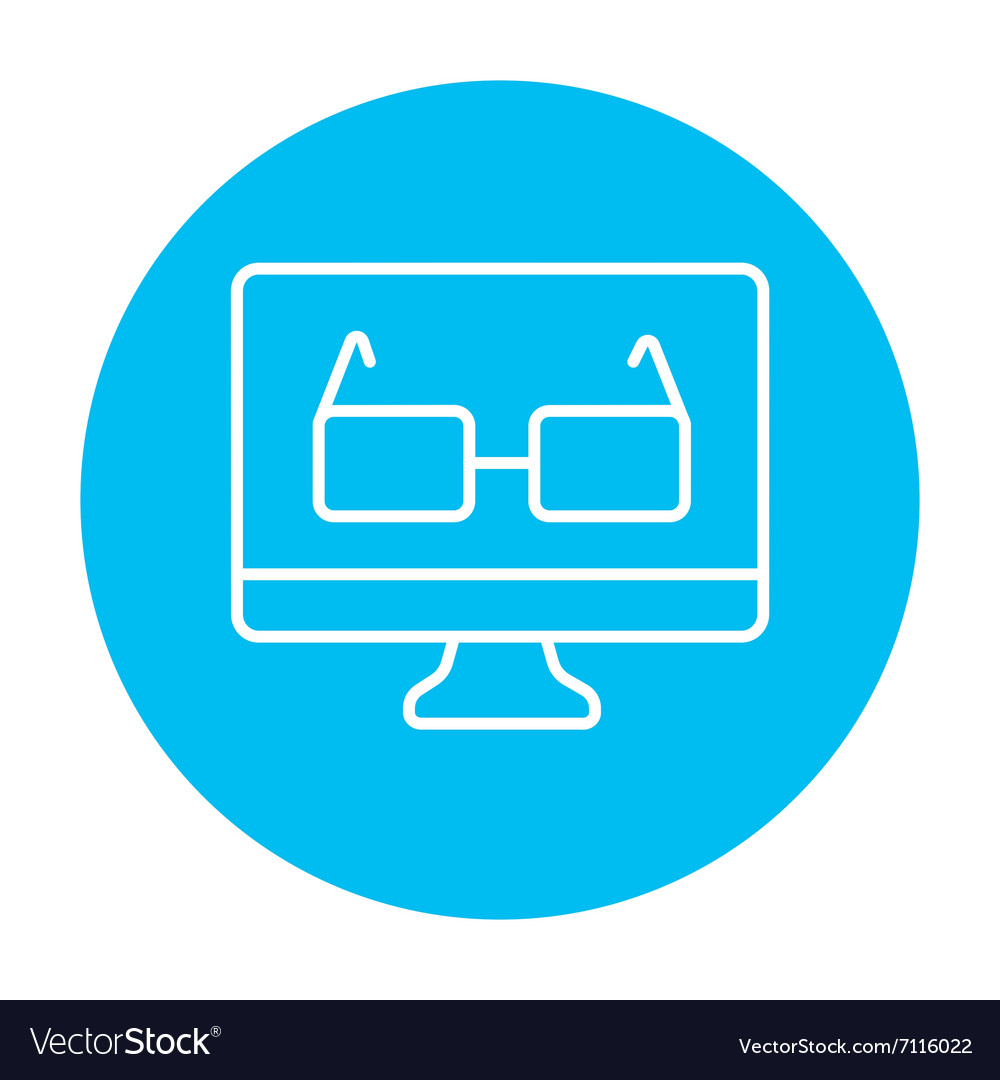 Glasses on computer monitor line icon