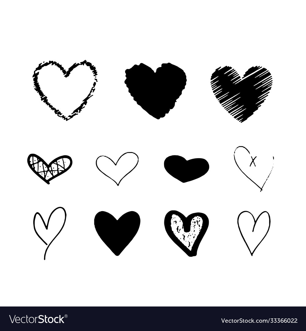 Hearts set different style and shape vector image Hearts set different style and shape