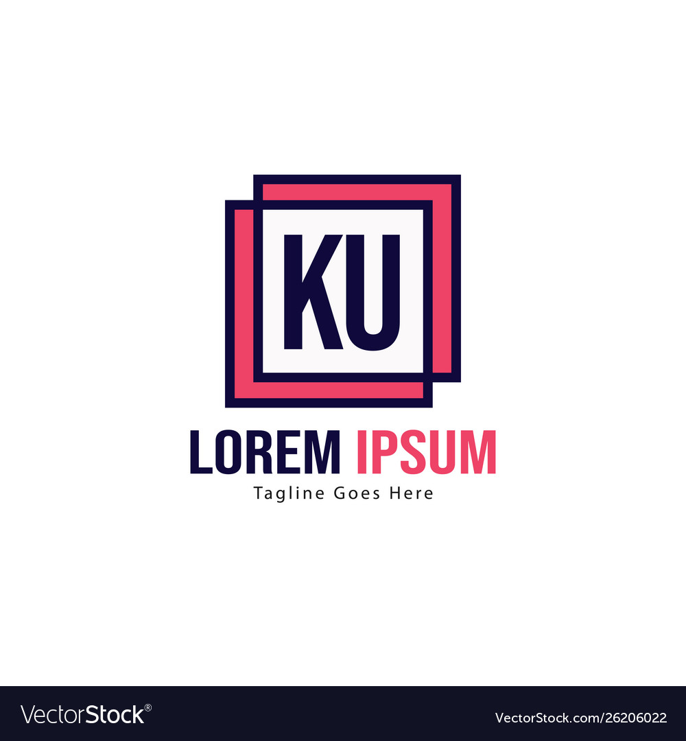 Initial ku logo template with modern frame