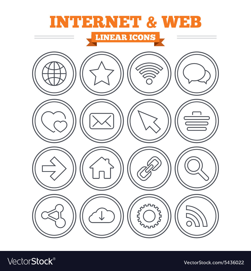 Internet und Web lineare Icons setzen dünne Umriss