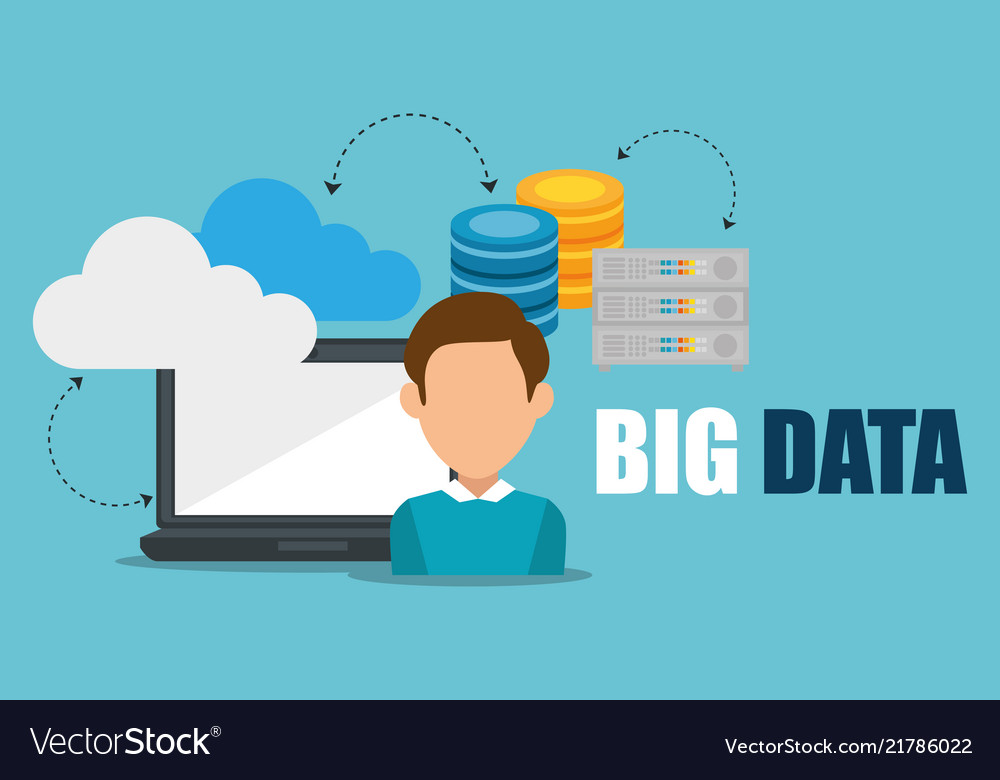Laptop computer with big data icons