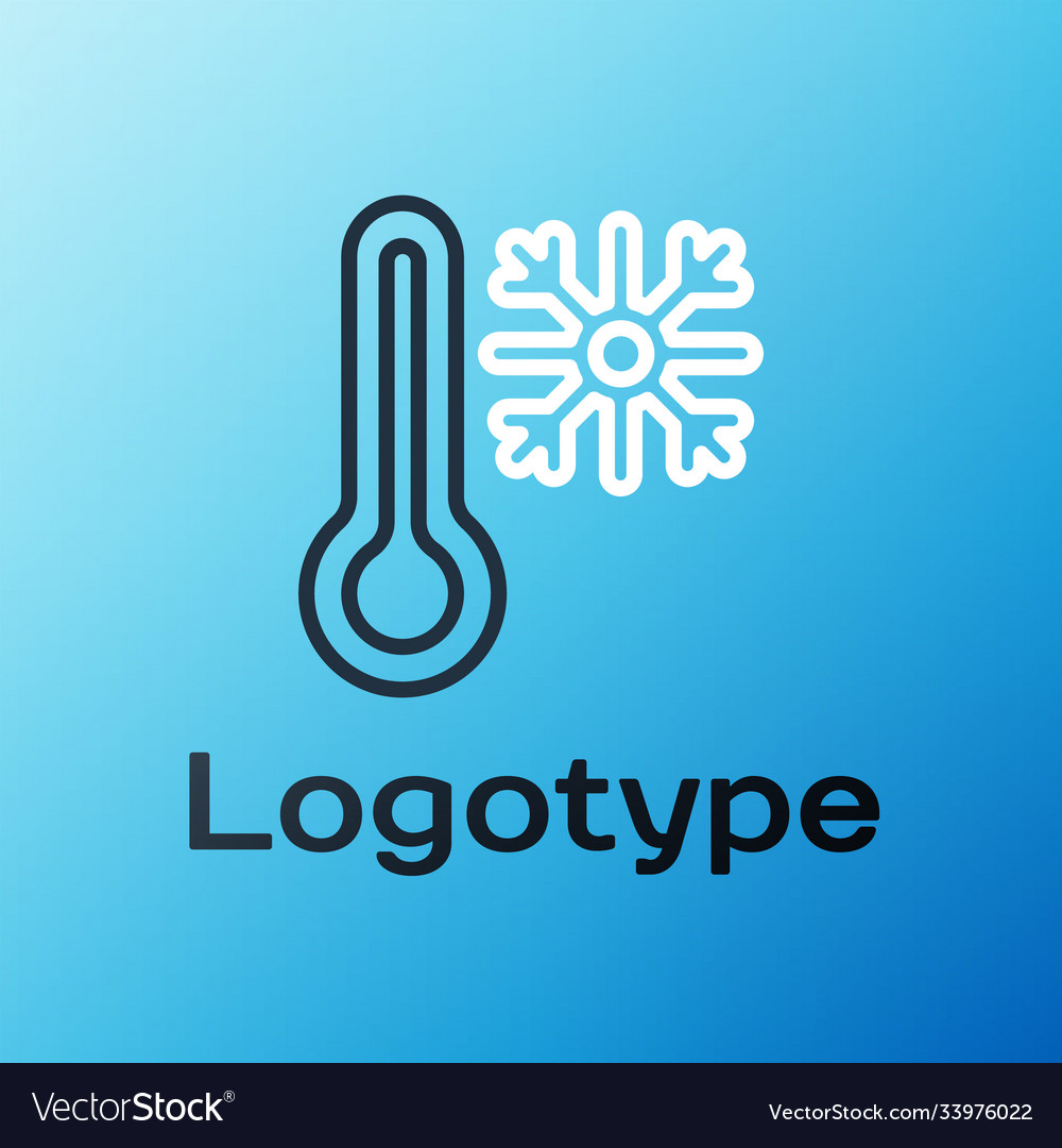 Line thermometer with snowflake icon isolated