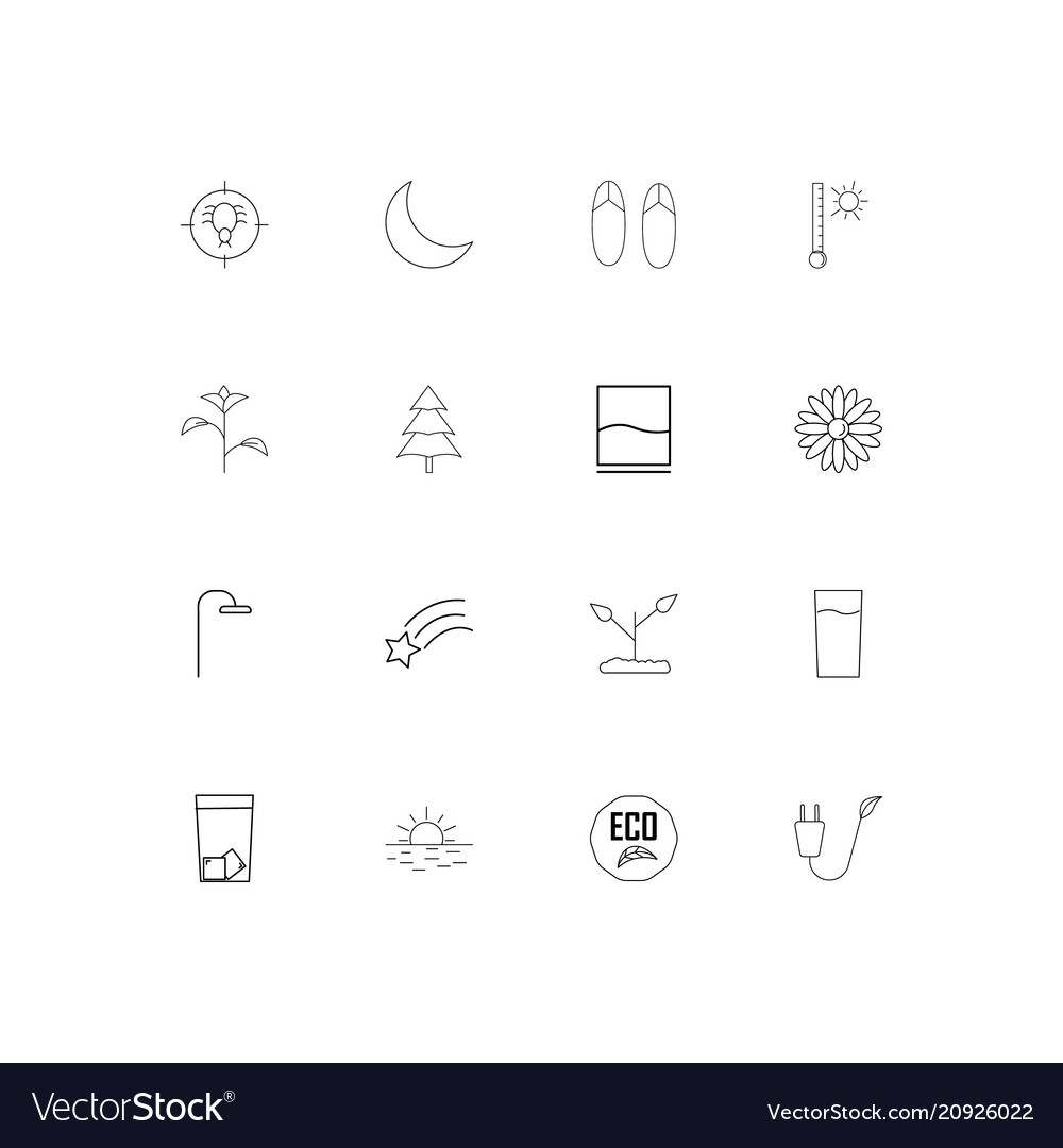 Nature linear thin icons set outlined simple