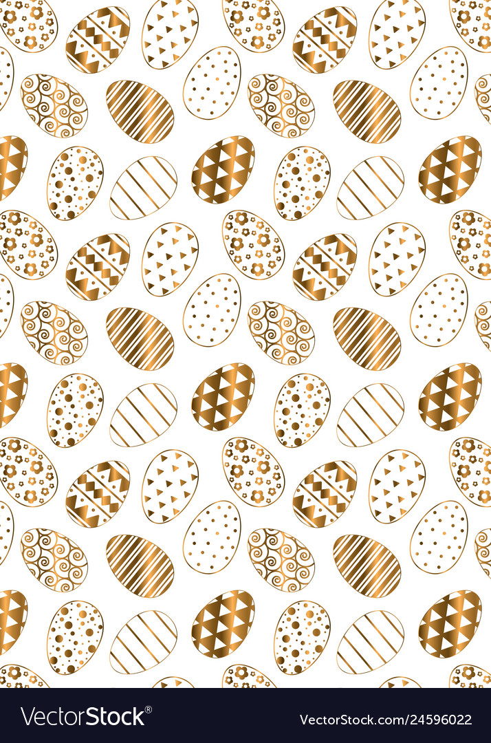 Pattern with golden easter eggs