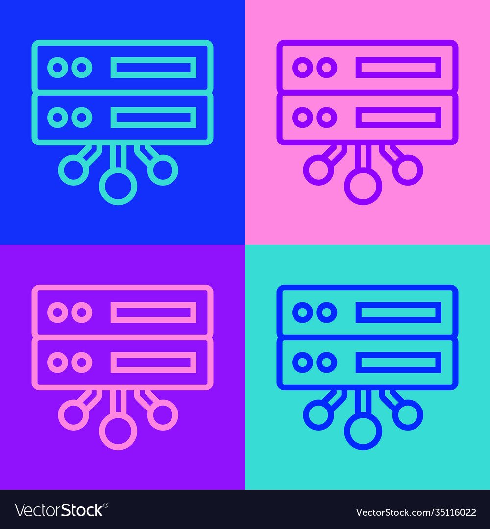 Pop art line server data web hosting icon vector image Pop art line server data web hosting icon