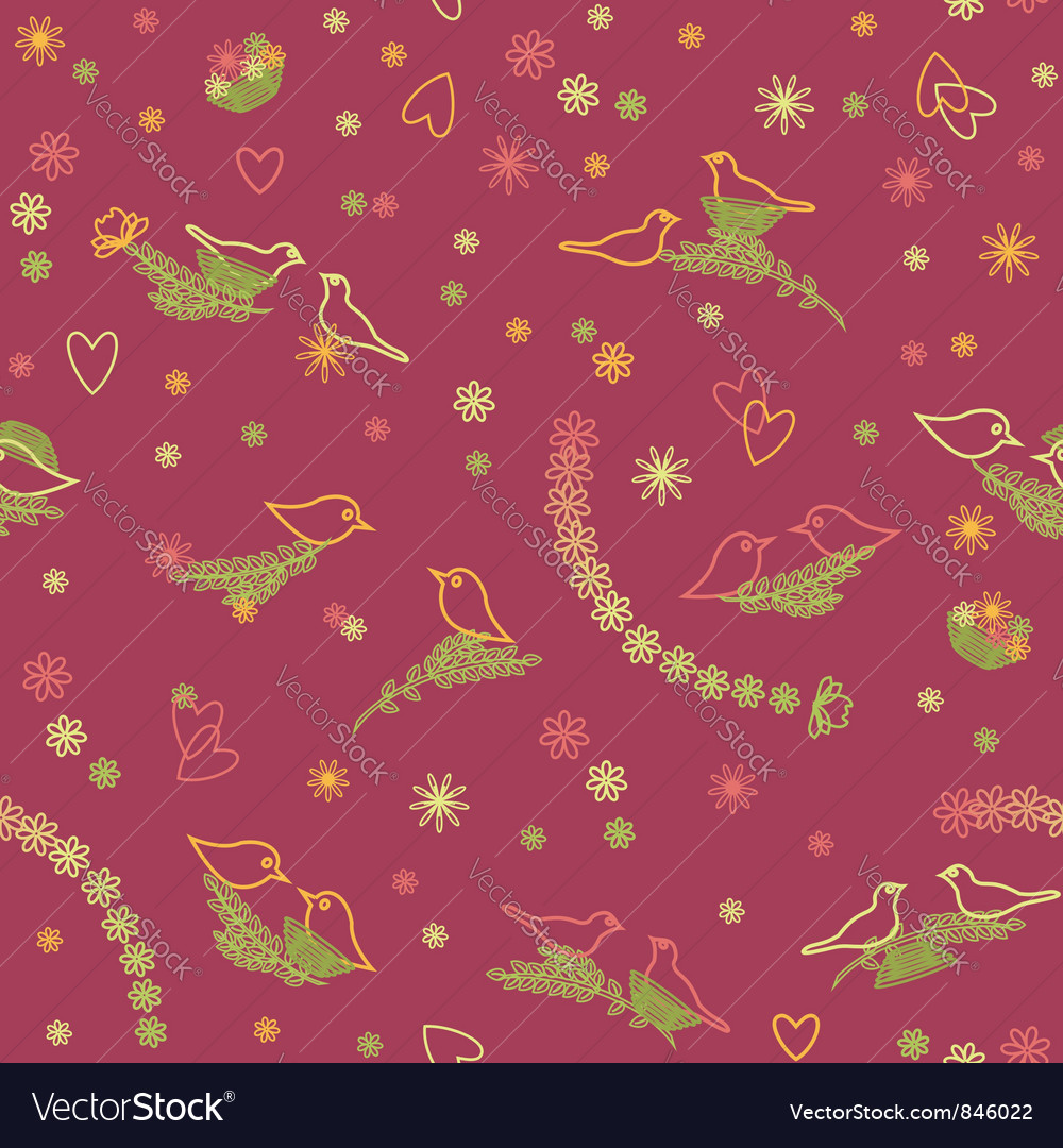 Romantic Bird Branch Pattern