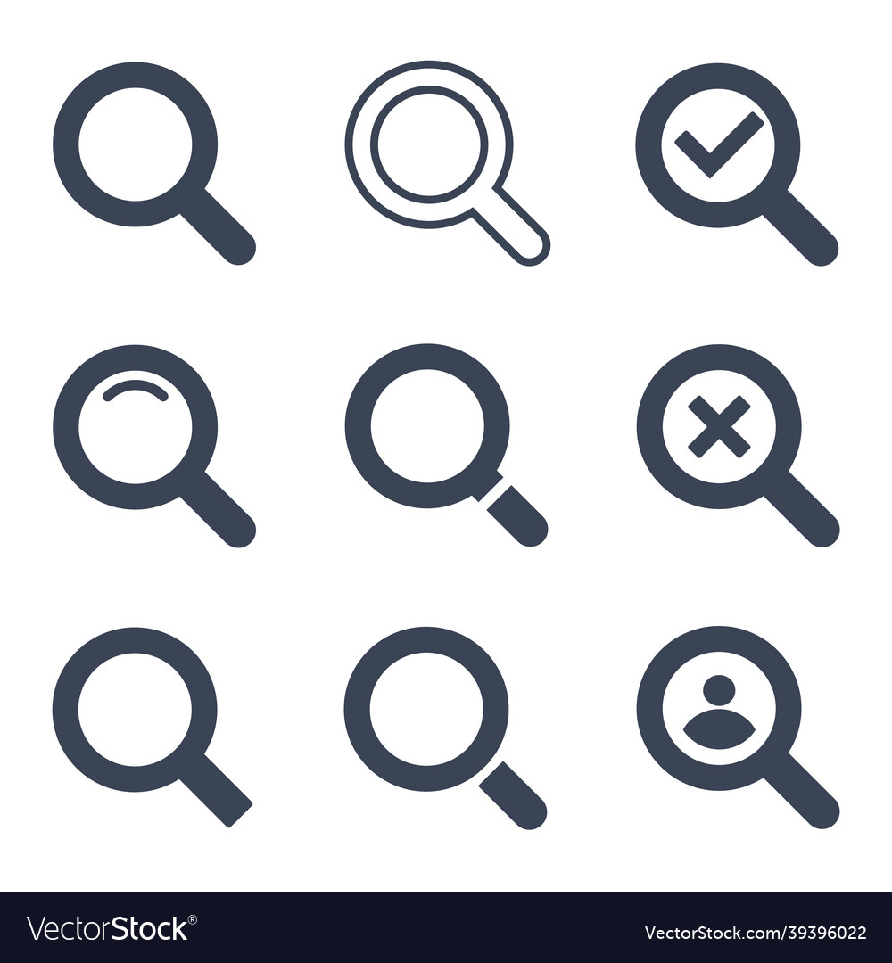 Set magnifier search collection of high quality Vector Image