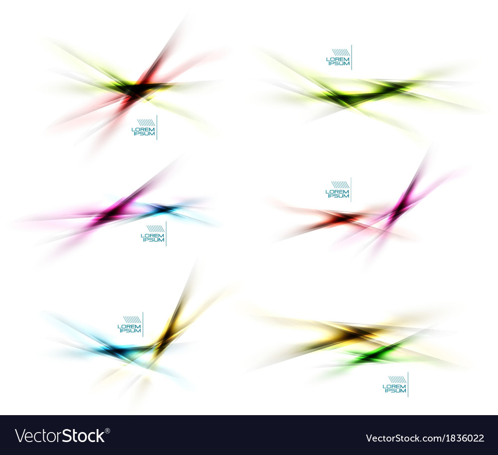 Set of blurred color shadow lines design elements