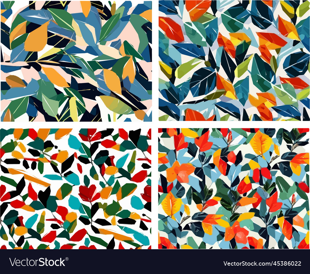 Set of colorful leaf patterns Vector Image Set of colorful leaf patterns