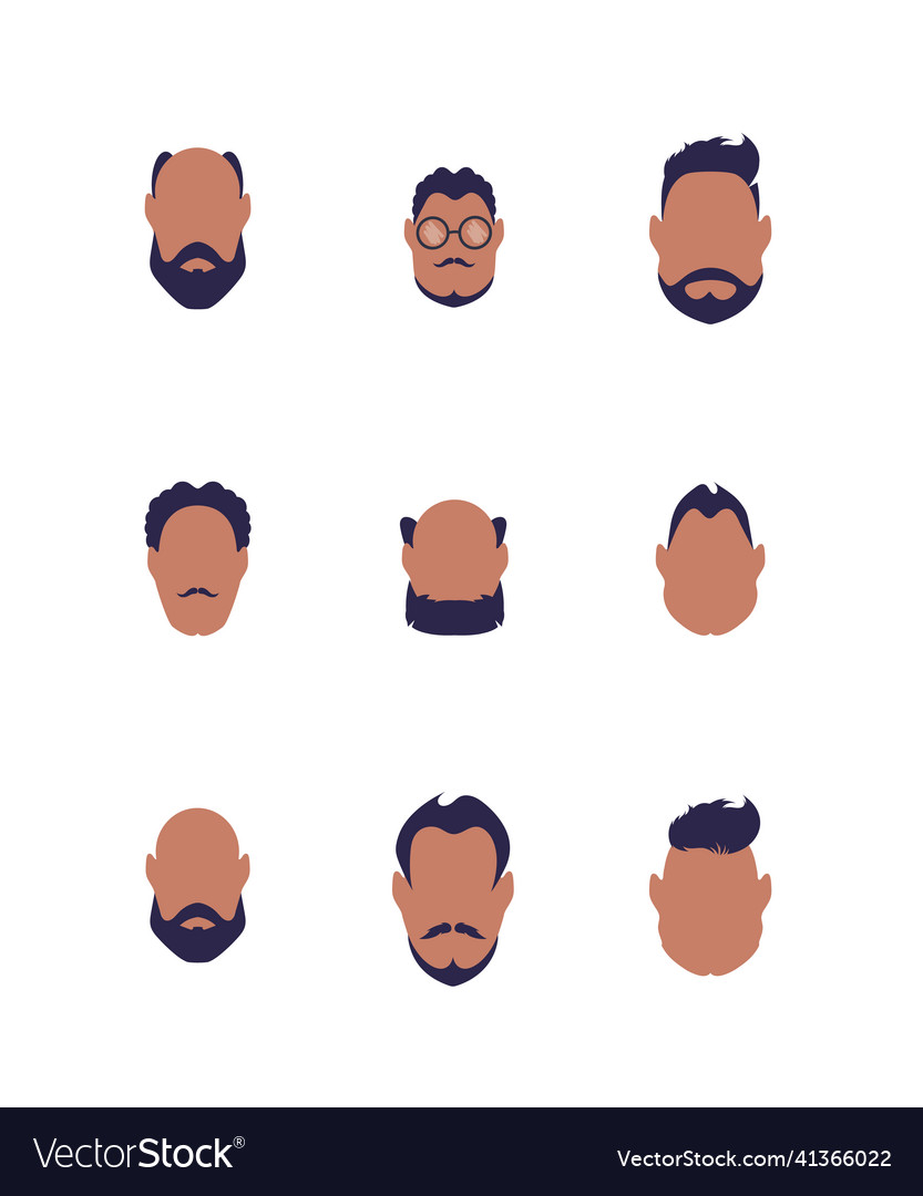 Set of faces men different types vector image Set of faces men different types