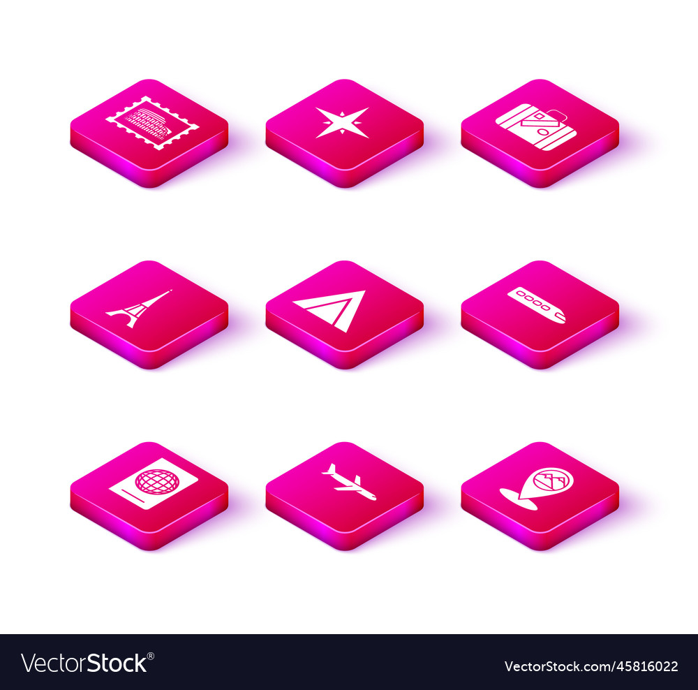Set passport with biometric data plane eiffel vector image Set passport with biometric data plane eiffel