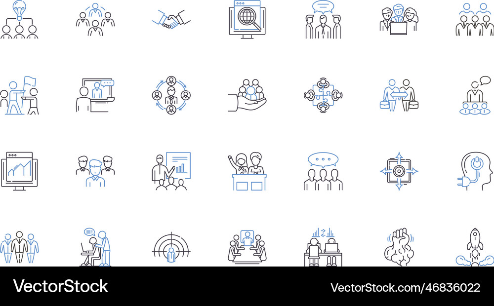 Shared labor line icons collection collaboration Vector Image