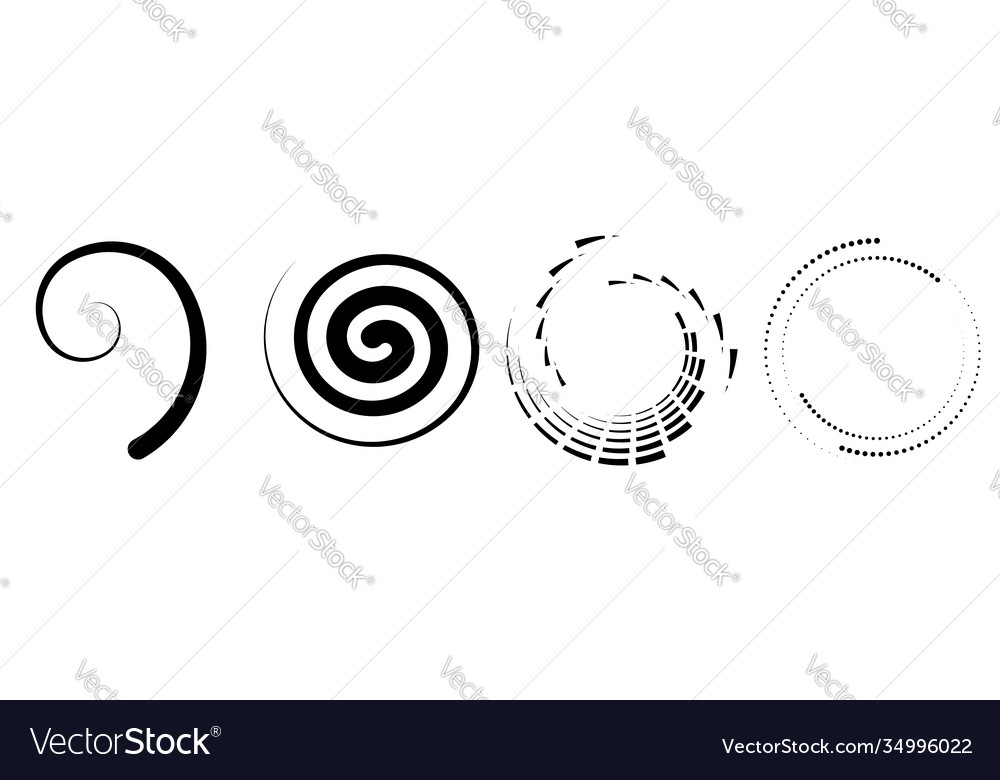 Spiral swirl twirl element set rotating circular Vector Image Spiral swirl twirl element set rotating circular