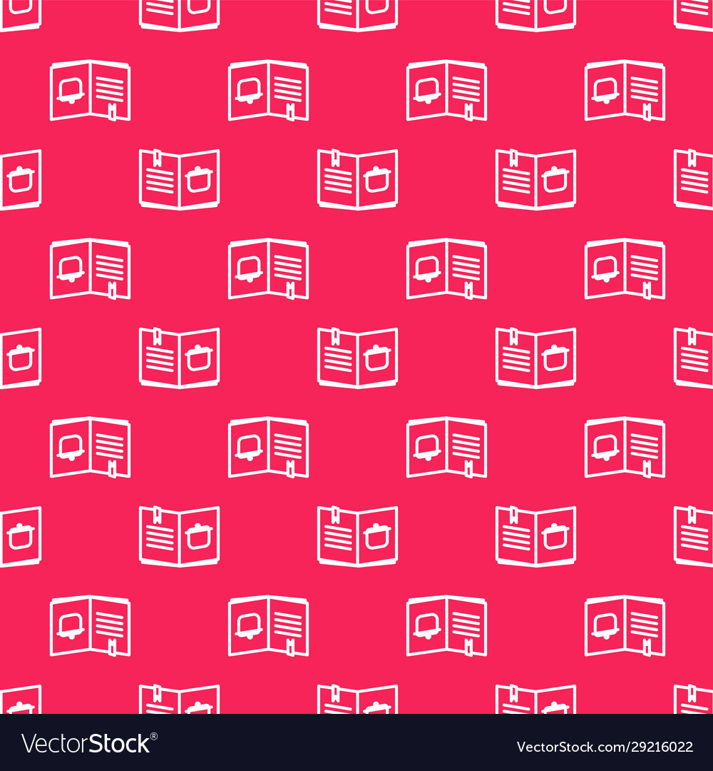 White line cookbook icon isolated seamless pattern vector image White line cookbook icon isolated seamless pattern