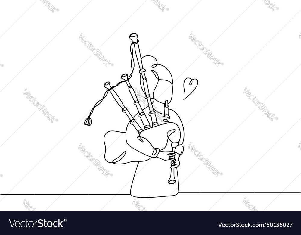 Bagpipe woman play the bagpipes music Royalty Free Vector