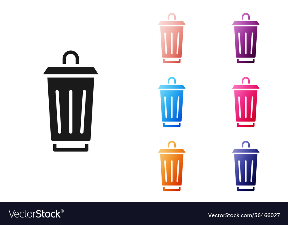 Black trash can icon isolated on white background