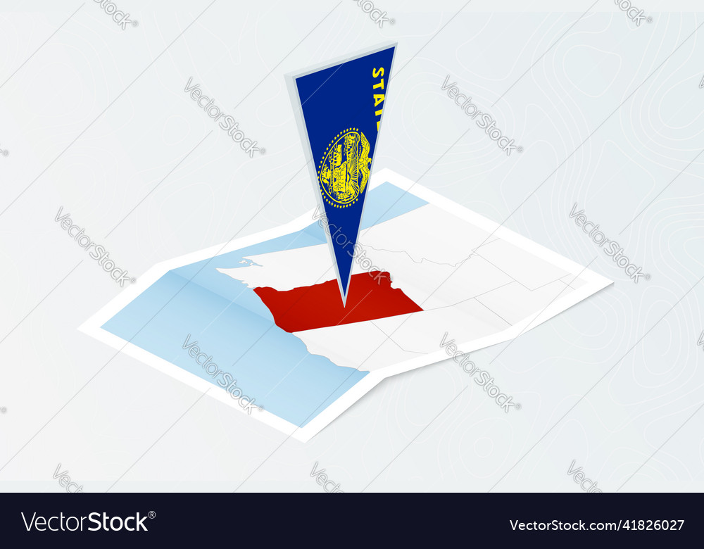 Isometric paper map of oregon with triangular