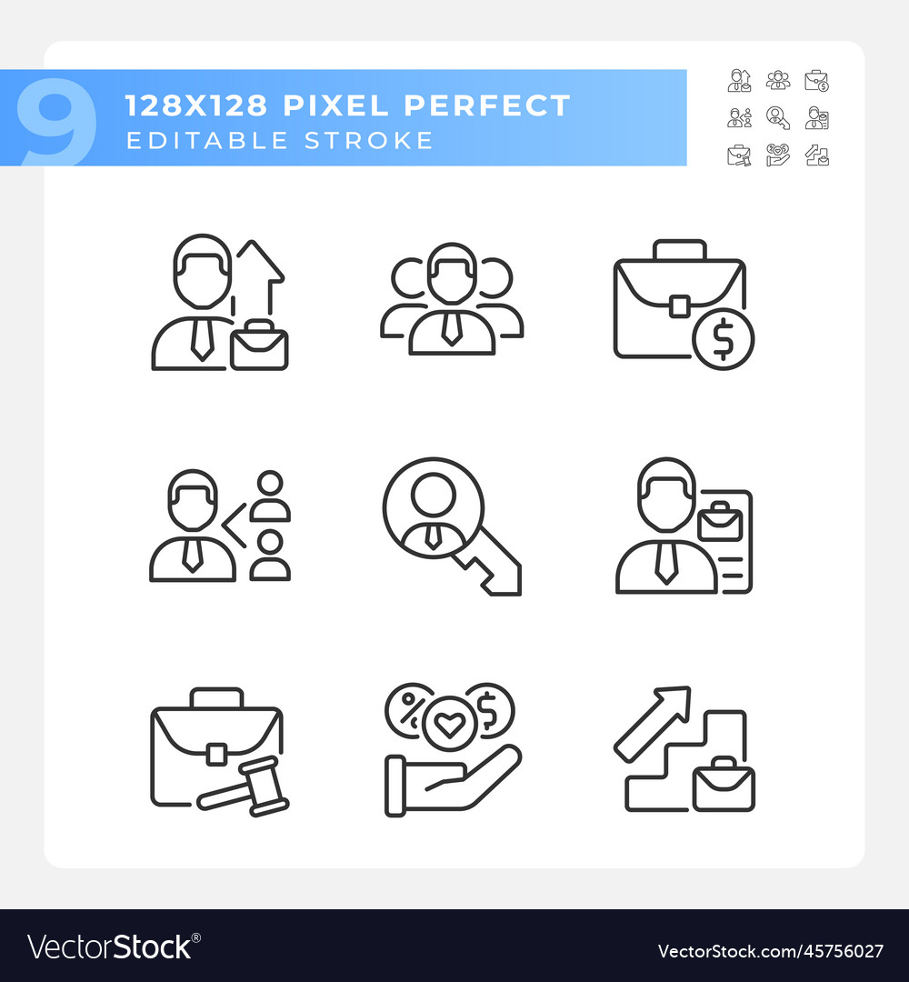 Job related pixel perfect linear icons set