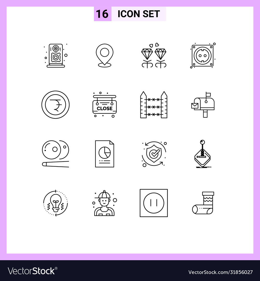 Pictograph set 16 simple outlines hardware