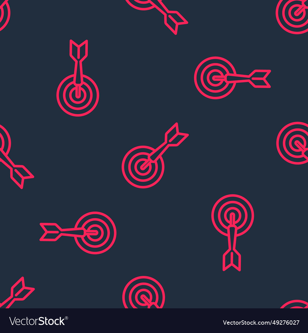 Red line classic dart board and arrow icon