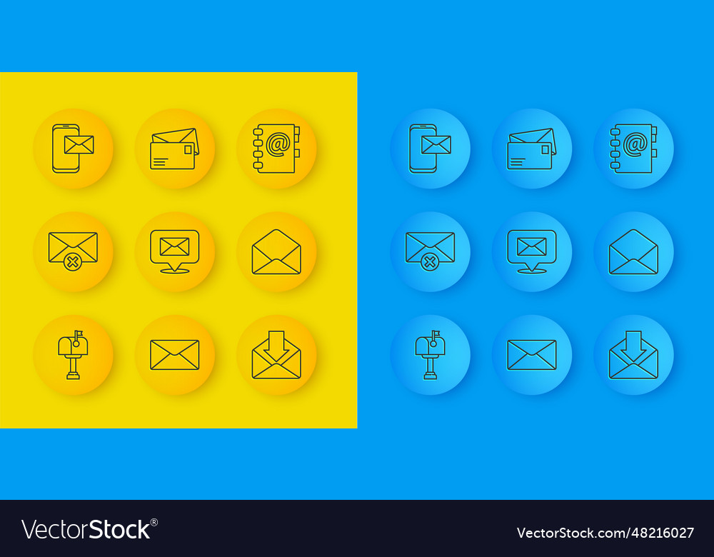 Set line mail box delete envelope speech bubble vector image Set line mail box delete envelope speech bubble