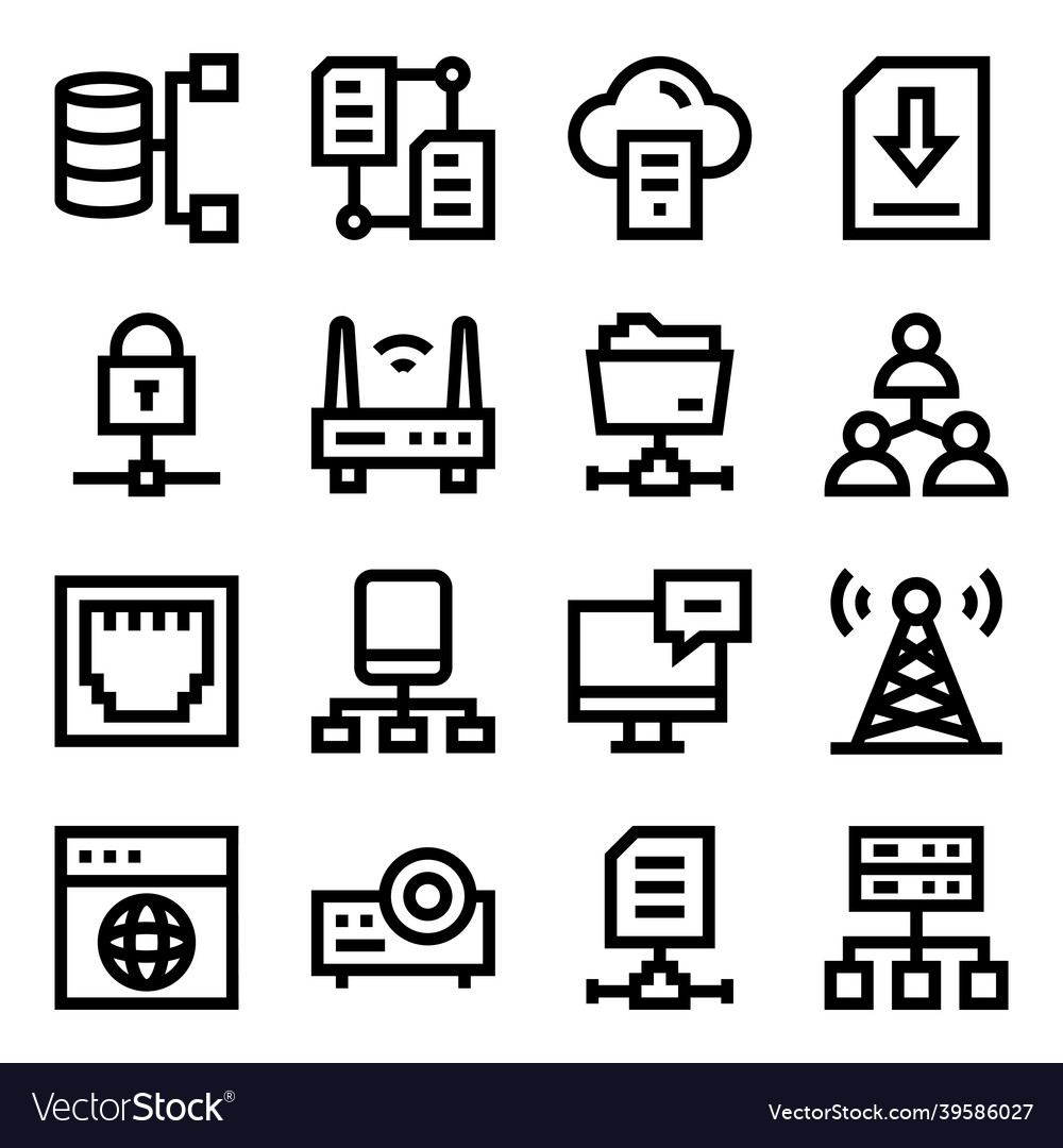 Set of online networks in linear icons