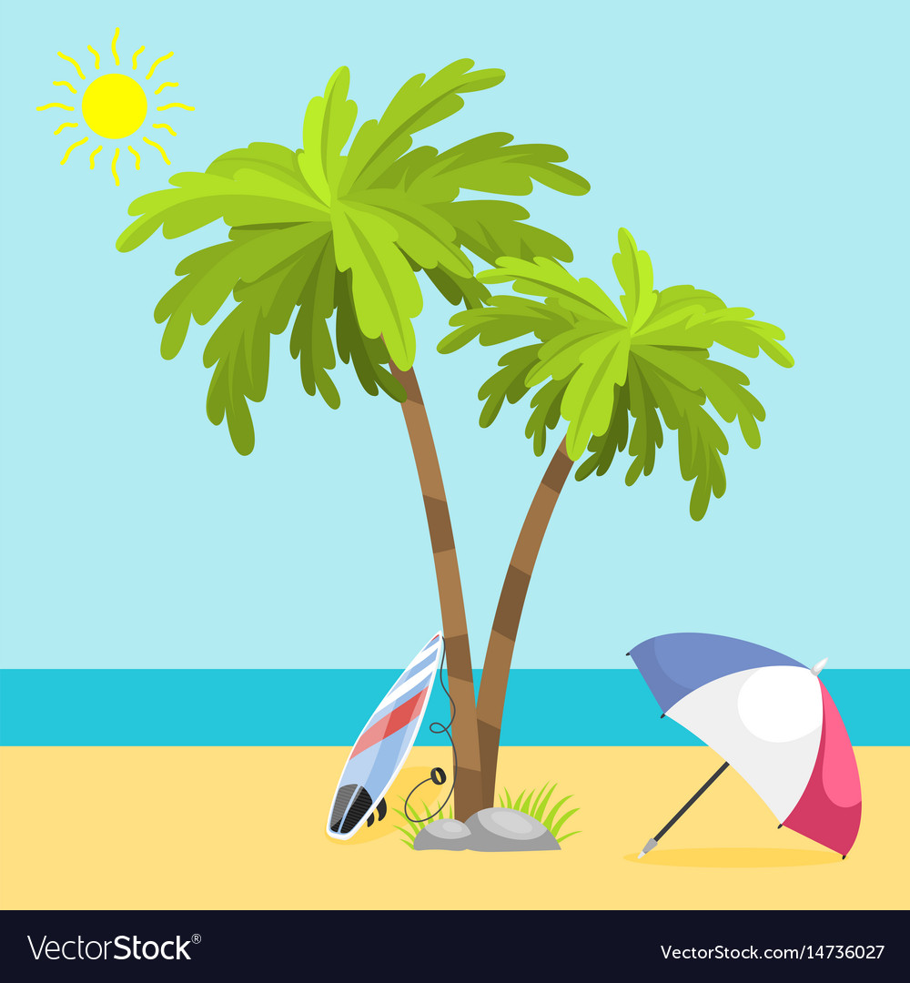 Summer time seas sea shore realistic accessory Vector Image