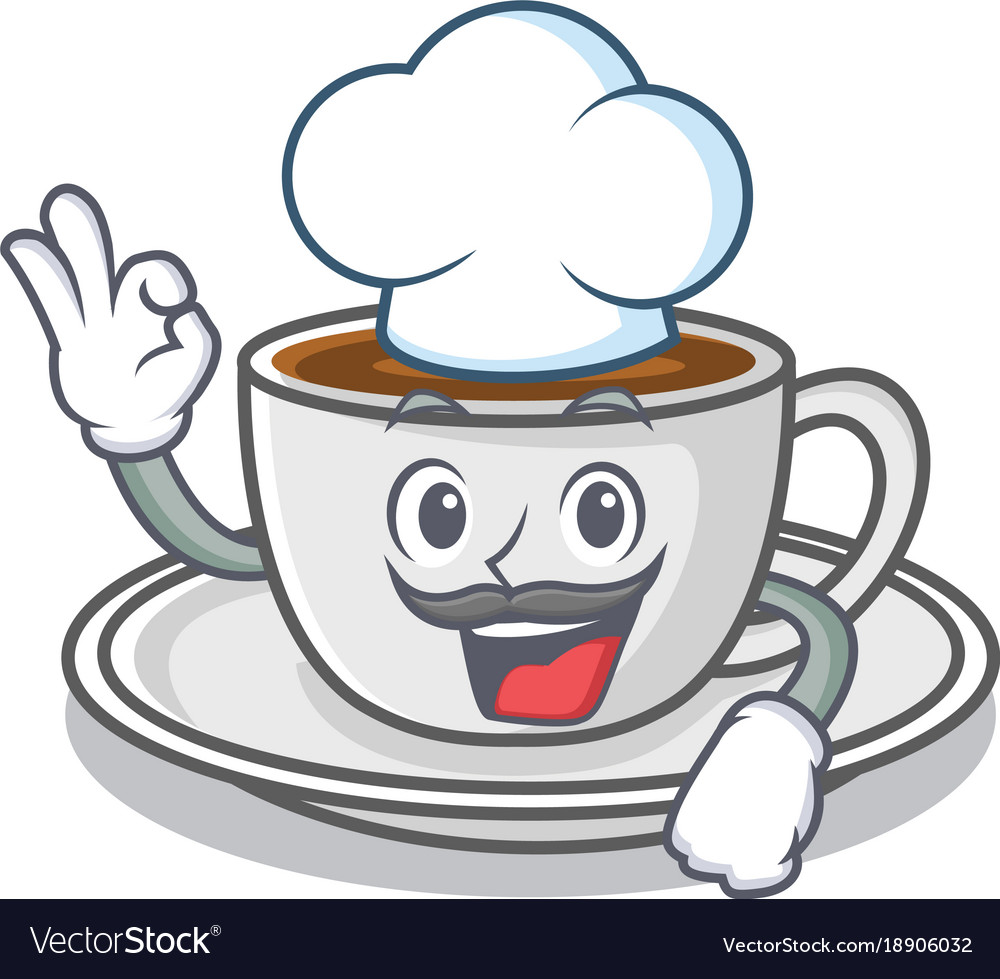 Chef coffee character cartoon style