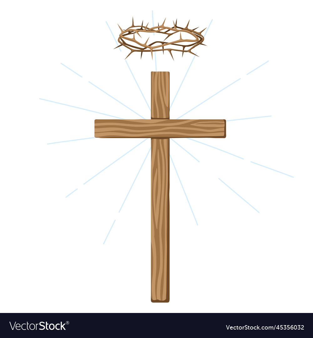 Christian of wooden cross and crown vector image Christian of wooden cross and crown