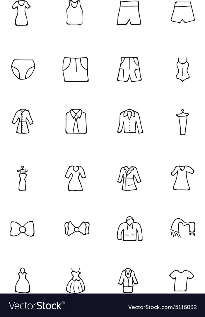 Clothes hand drawn doodle icons 3 Royalty Free Vector Image