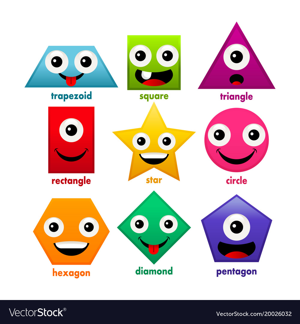 Educational cartoon basic shapes Royalty Free Vector Image