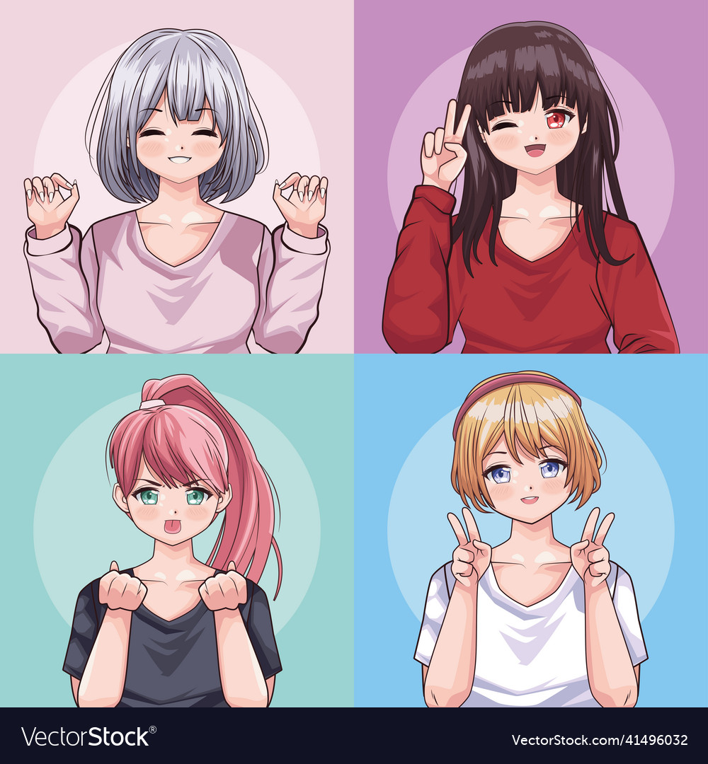 Anime girl short hair Royalty Free Vector Image