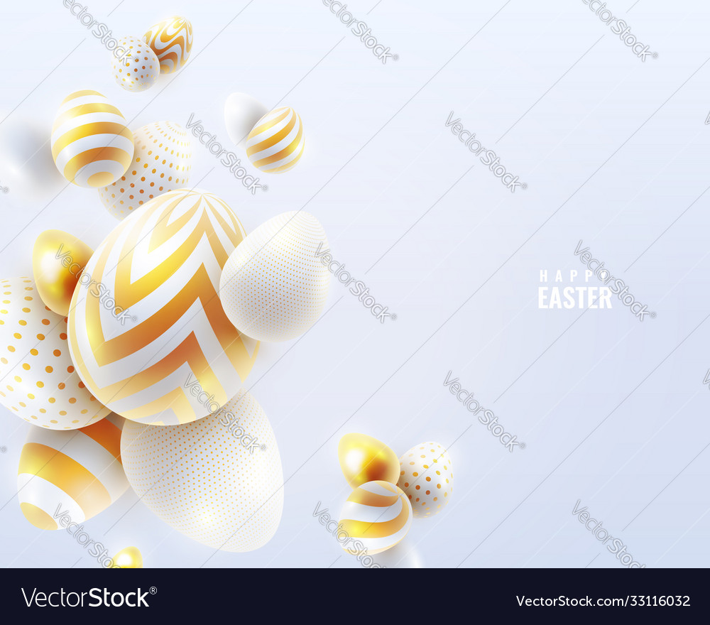 Happy easter holiday background with 3d eggs Vector Image