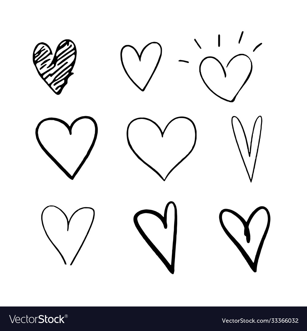 Hearts set different style and shape vector image Hearts set different style and shape