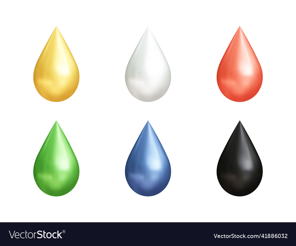 Liquid drop realistic 3d icon with different