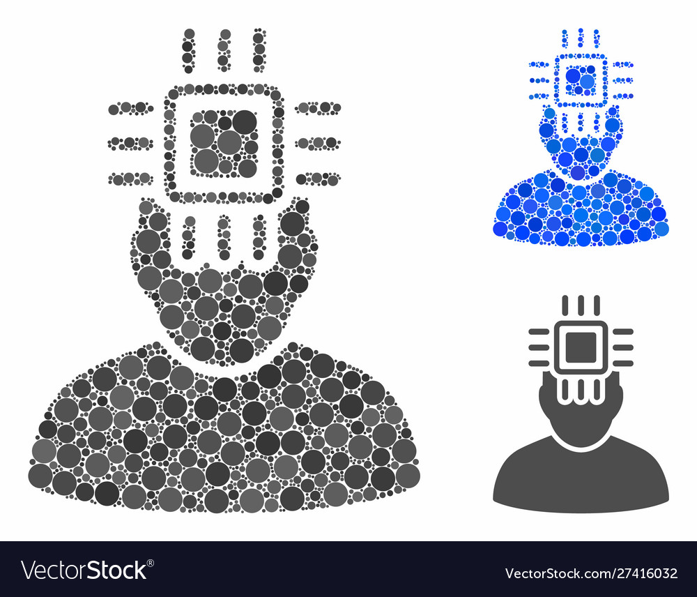 Neuro interface composition icon round dots