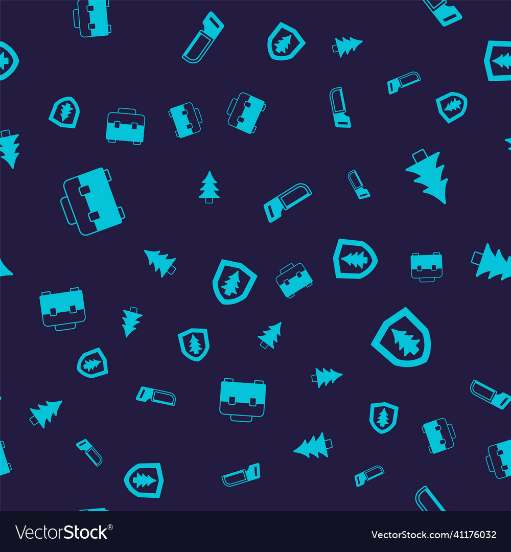 Set toolbox tree hacksaw and shield vector image Set toolbox tree hacksaw and shield
