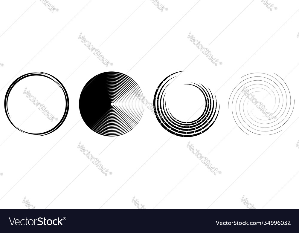 Spiral swirl twirl element set rotating circular
