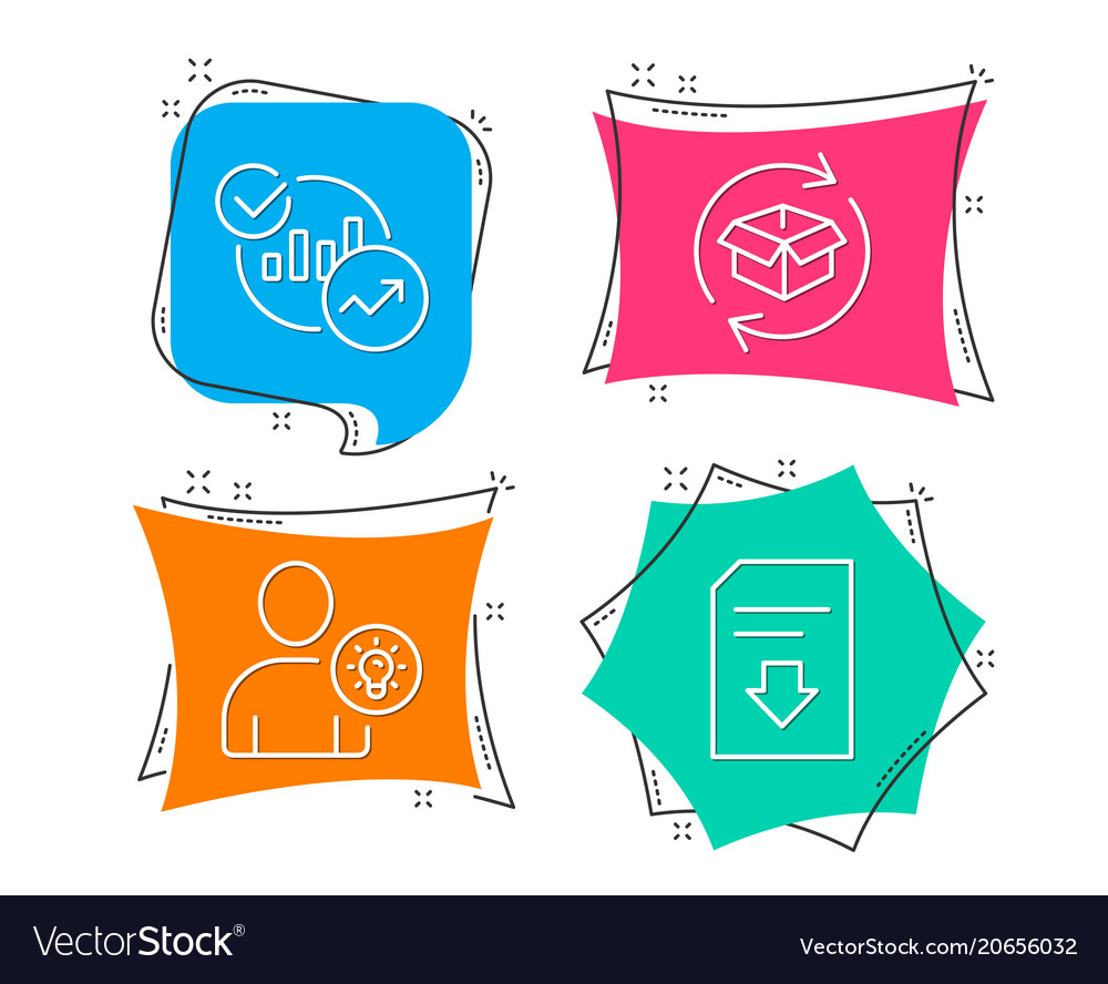 Statistics user idea and return parcel icons vector image Statistics user idea and return parcel icons