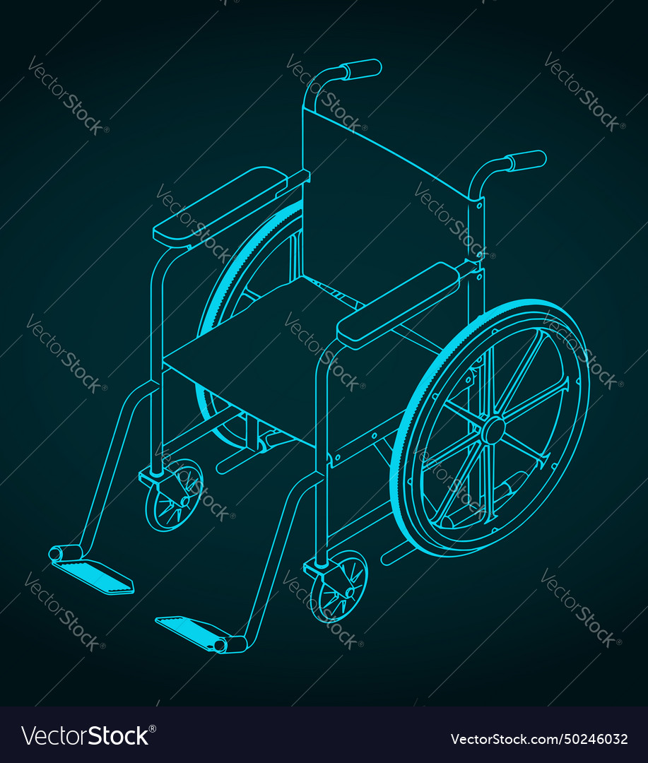 Wheelchair isometric blueprint Royalty Free Vector Image