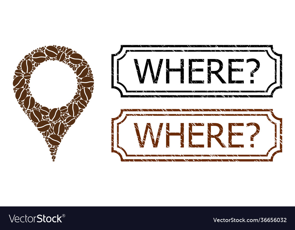 Where query distress seals with notches and map Vector Image Where query distress seals with notches and map