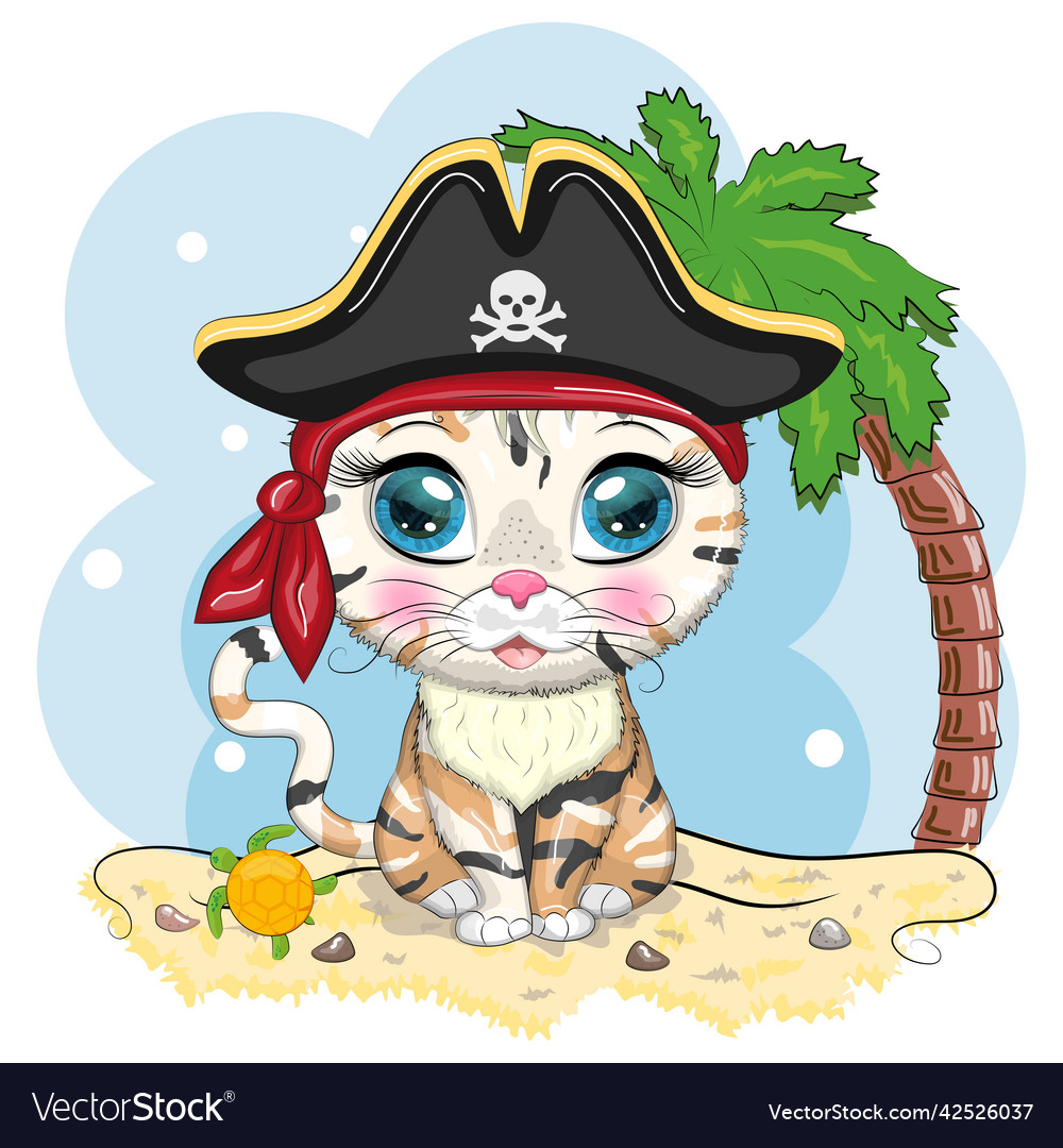 Katze Pirate Cartoon Charakter des Spiels wild