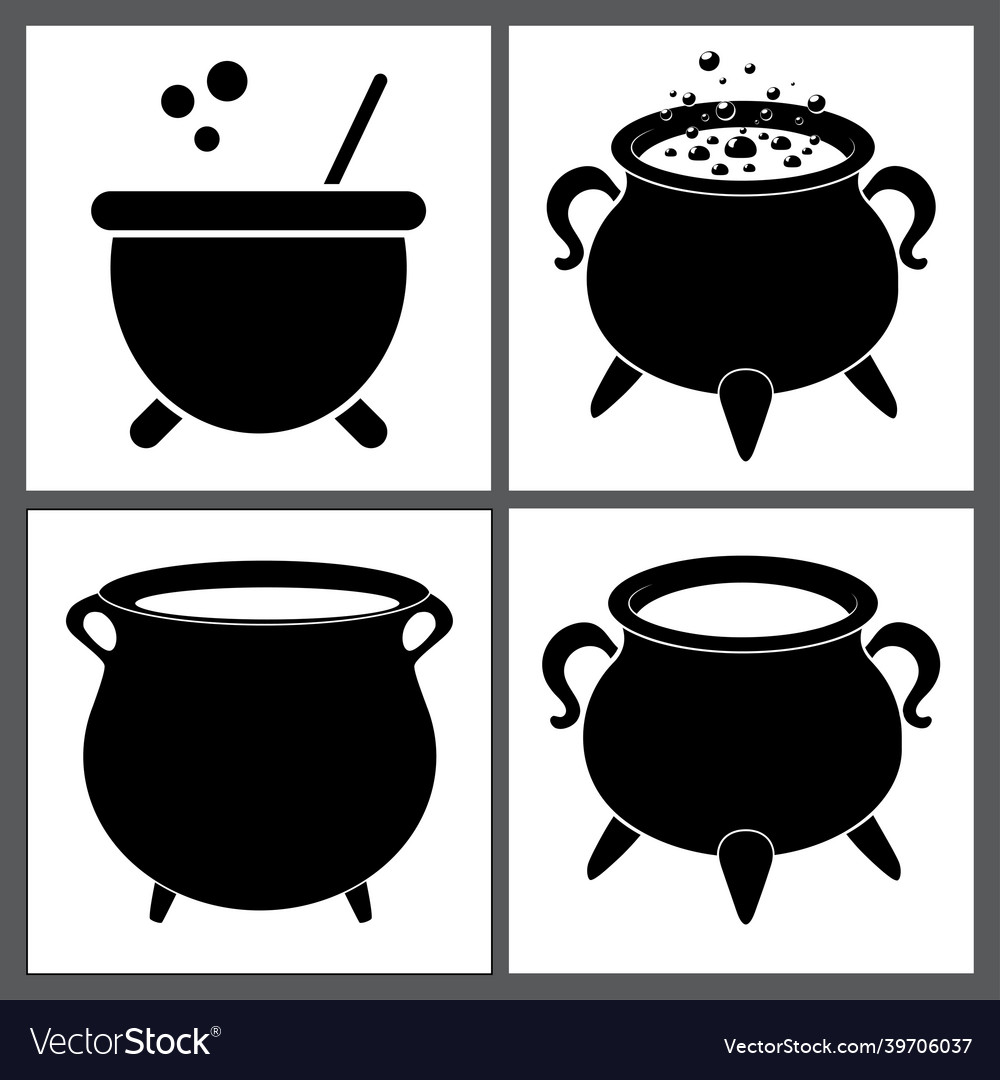 Cauldron with magic potion and empty pot vector image Cauldron with magic potion and empty pot