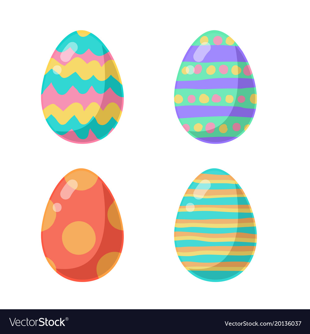 Colored easter eggs pattern with different style